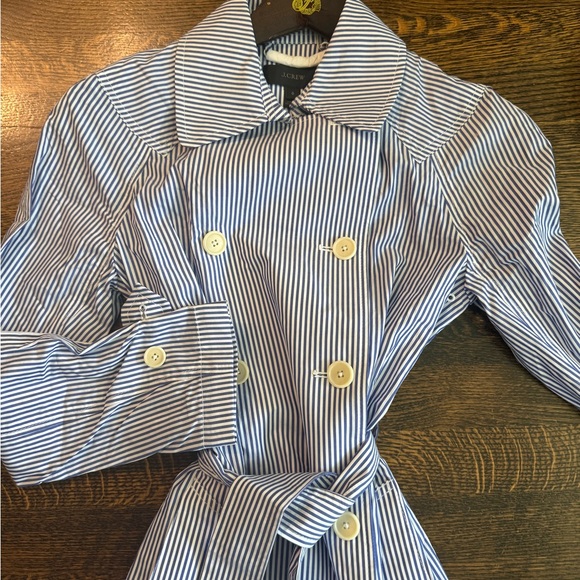 NWT J crew Striped Double-Breasted Trench Coat- super chic and sold out!! Size 0 - Picture 5 of 6